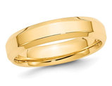 Ladies or Men's 14K Yellow Gold 5mm Comfort Fit Wedding Band Ring with Bevel Edge
